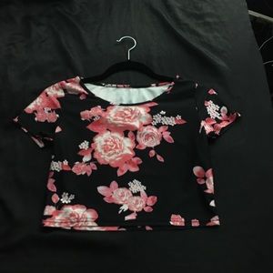 Pink flowers crop top